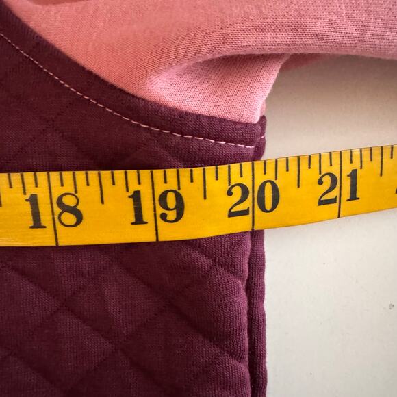 L.L. BEAN Pullover Quilted & Fleece Quarter Snap Colorblock Mock Neck Merlot - Picture 14 of 15